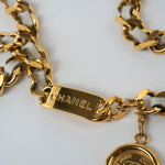 CHANEL Belt Gold Vintage White / Gold Coco Mark Chain Belt -Knockoff
