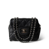 CHANEL Black 12C Black Caviar Quilted Mini Dual Zipper Case Silver Hardware -Knockoff
