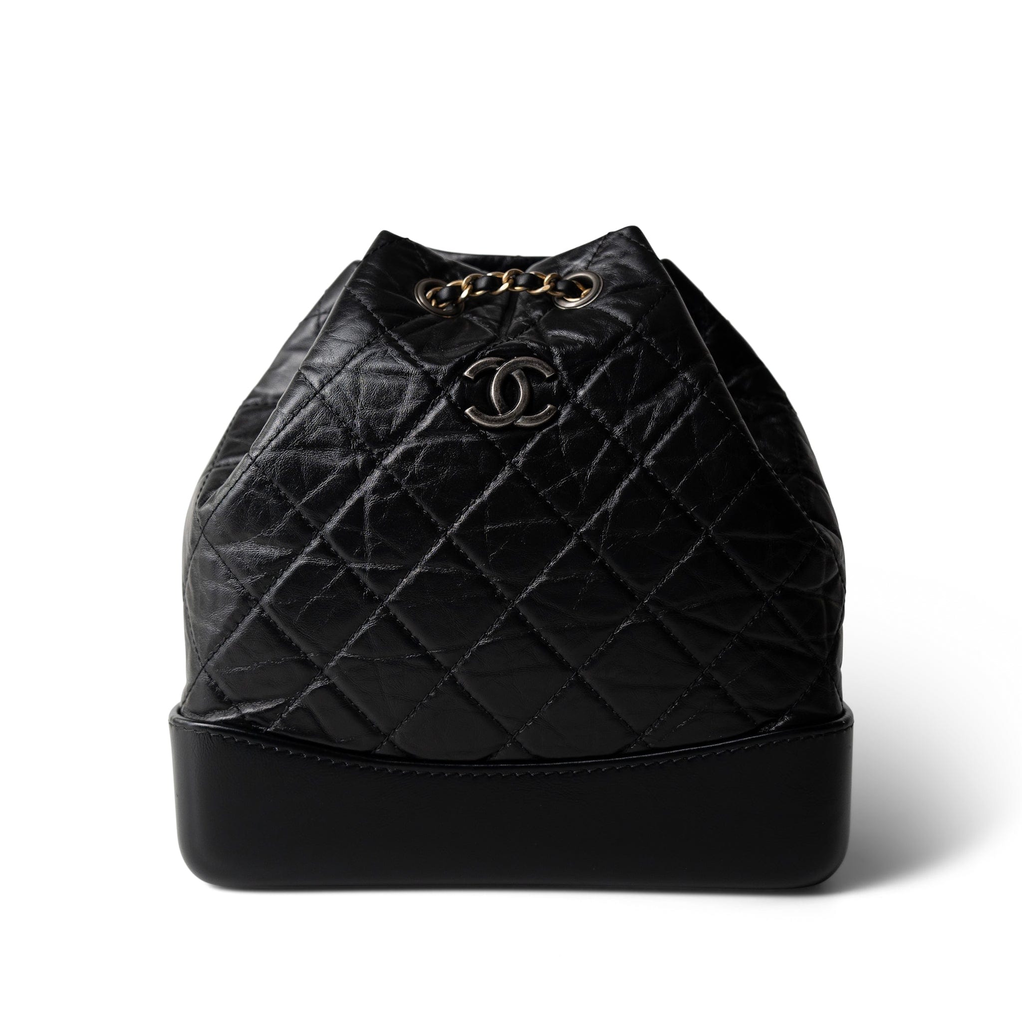 CHANEL Black 19C Black Aged Calfskin Quilted Gabrielle Backpack -Knockoff
