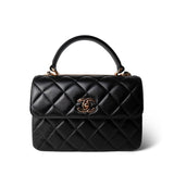 CHANEL Black 22C Black Lambskin Quilted Trendy CC Flap Small Rose Gold Hardware -Knockoff
