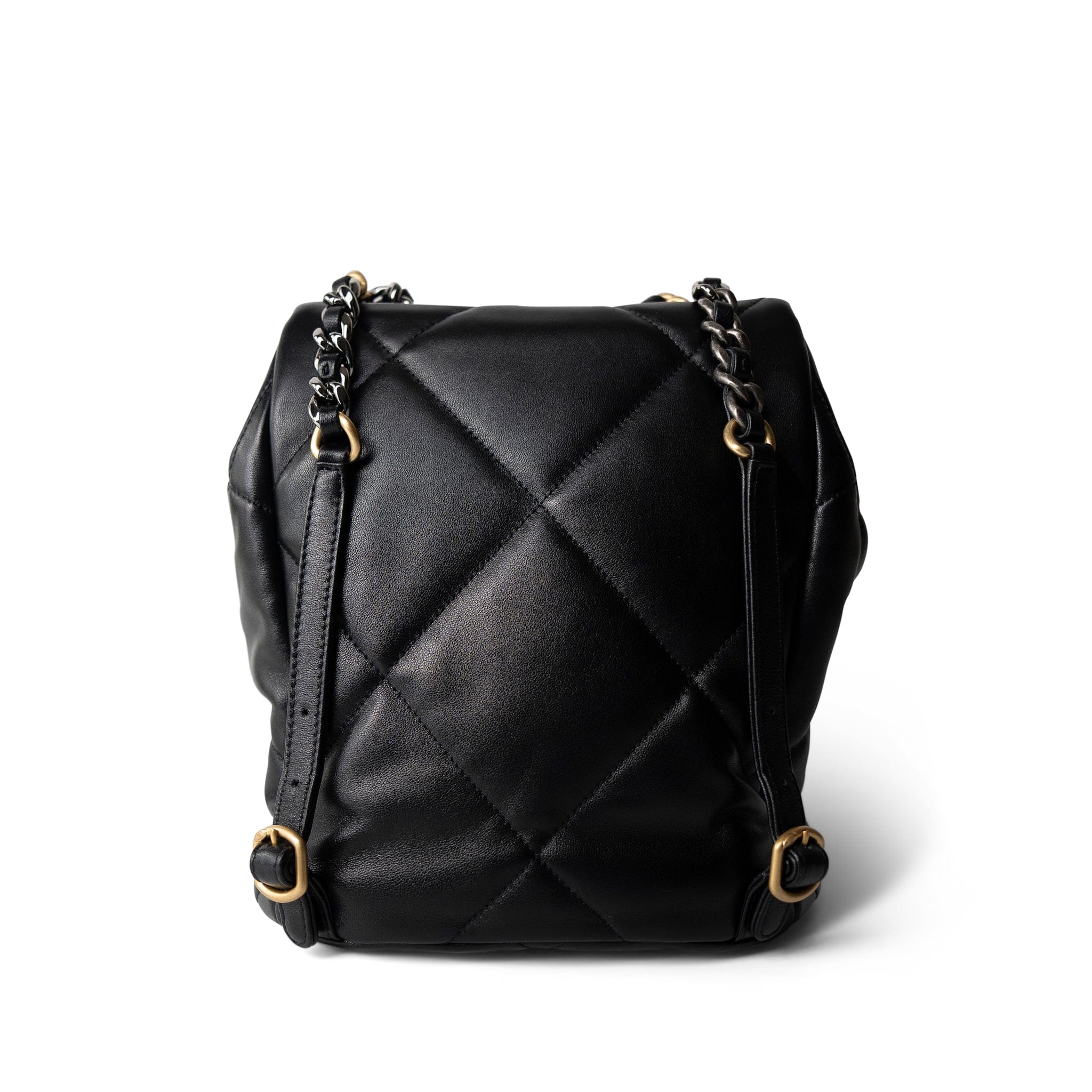 CHANEL Black 24C Black Lambskin Quilted 19 Flap Backpack Mixed Hardware -Knockoff
