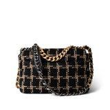 CHANEL Black Black and Beige Tweed 19 Flap Small Mixed Hardware -Knockoff
