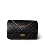 CHANEL Black Black Crumpled Calfskin Quilted Reissue 2.55 227 Aged Gold Hardware -Knockoff
