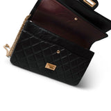 CHANEL Black Black Crumpled Calfskin Quilted Reissue 2.55 227 Aged Gold Hardware -Knockoff
