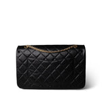 CHANEL Black Black Crumpled Calfskin Quilted Reissue 2.55 227 Aged Gold Hardware -Knockoff
