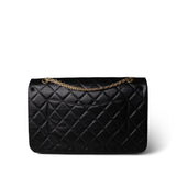 CHANEL Black Black Crumpled Calfskin Quilted Reissue 2.55 227 Aged Gold Hardware -Knockoff
