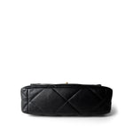 CHANEL Black Black Lambskin Quilted 19 Flap Large Aged Gold Hardware -Knockoff
