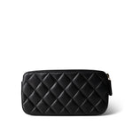 CHANEL Black Black Lambskin Quilted Small Clutch With Pearly Chain -Knockoff
