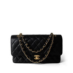 CHANEL Black Medium Black Caviar Quilted Classic Flap Gold Hardware -Knockoff
