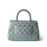 CHANEL Blue 22P Iridescent Light Blue Caviar Quilted Coco Handle Small Aged Gold Hardware -Knockoff
