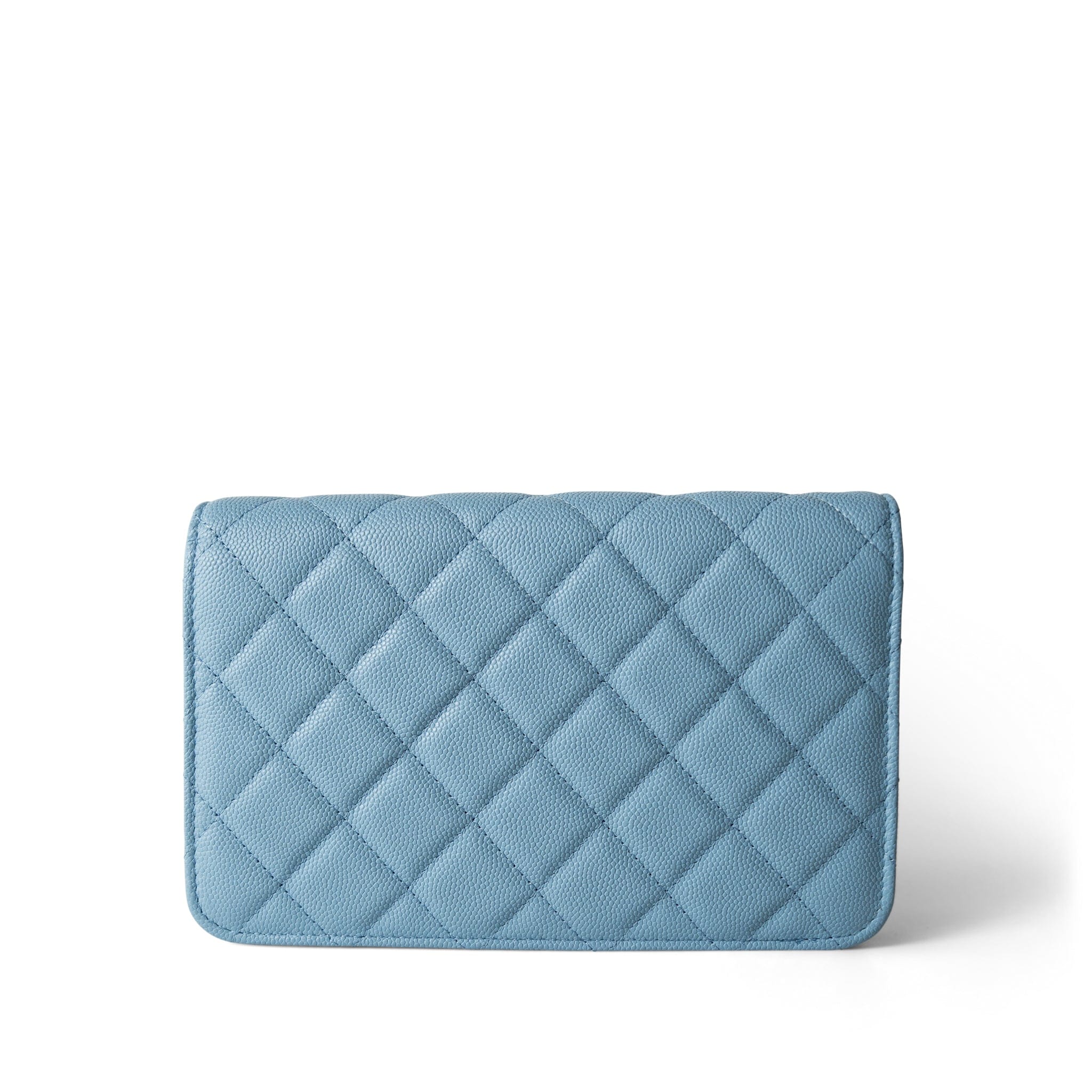 CHANEL Blue 22S Light Blue Caviar Quilted Wallet on Chain -Knockoff
