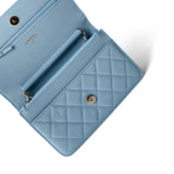 CHANEL Blue 22S Light Blue Caviar Quilted Wallet on Chain -Knockoff
