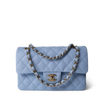 CHANEL Blue 23P Blue Caviar Quilted Classic Flap Small Light Gold Hardware -Knockoff
