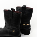 CHANEL Boots 20A Leather CC Signature Cap Toe Ankle Midcalf Short Boots Booties -Knockoff
