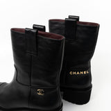 CHANEL Boots 20A Leather CC Signature Cap Toe Ankle Midcalf Short Boots Booties -Knockoff
