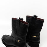 CHANEL Boots 20A Leather CC Signature Cap Toe Ankle Midcalf Short Boots Booties -Knockoff
