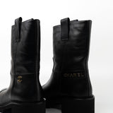 CHANEL Boots 20A Leather CC Signature Cap Toe Ankle Midcalf Short Boots Booties -Knockoff
