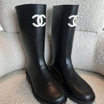 CHANEL Boots 22A Caoutchouk CC High Boots Black -Knockoff
