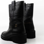 CHANEL Boots 38.5 20A Leather CC Signature Cap Toe Ankle Midcalf Short Boots Booties -Knockoff
