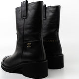 CHANEL Boots 38.5 20A Leather CC Signature Cap Toe Ankle Midcalf Short Boots Booties -Knockoff
