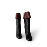 CHANEL Boots Black 20K CC Black & Brown High Boots (Size 39.5 / 9.5 US) -Knockoff
