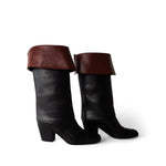 CHANEL Boots Black 20K CC Black & Brown High Boots (Size 39.5 / 9.5 US) -Knockoff
