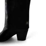 CHANEL Boots Black 20K CC Black & Brown High Boots (Size 39.5 / 9.5 US) -Knockoff
