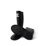 CHANEL Boots Black 22A Black Caoutchouk CC High Boots 38 / 8 US -Knockoff
