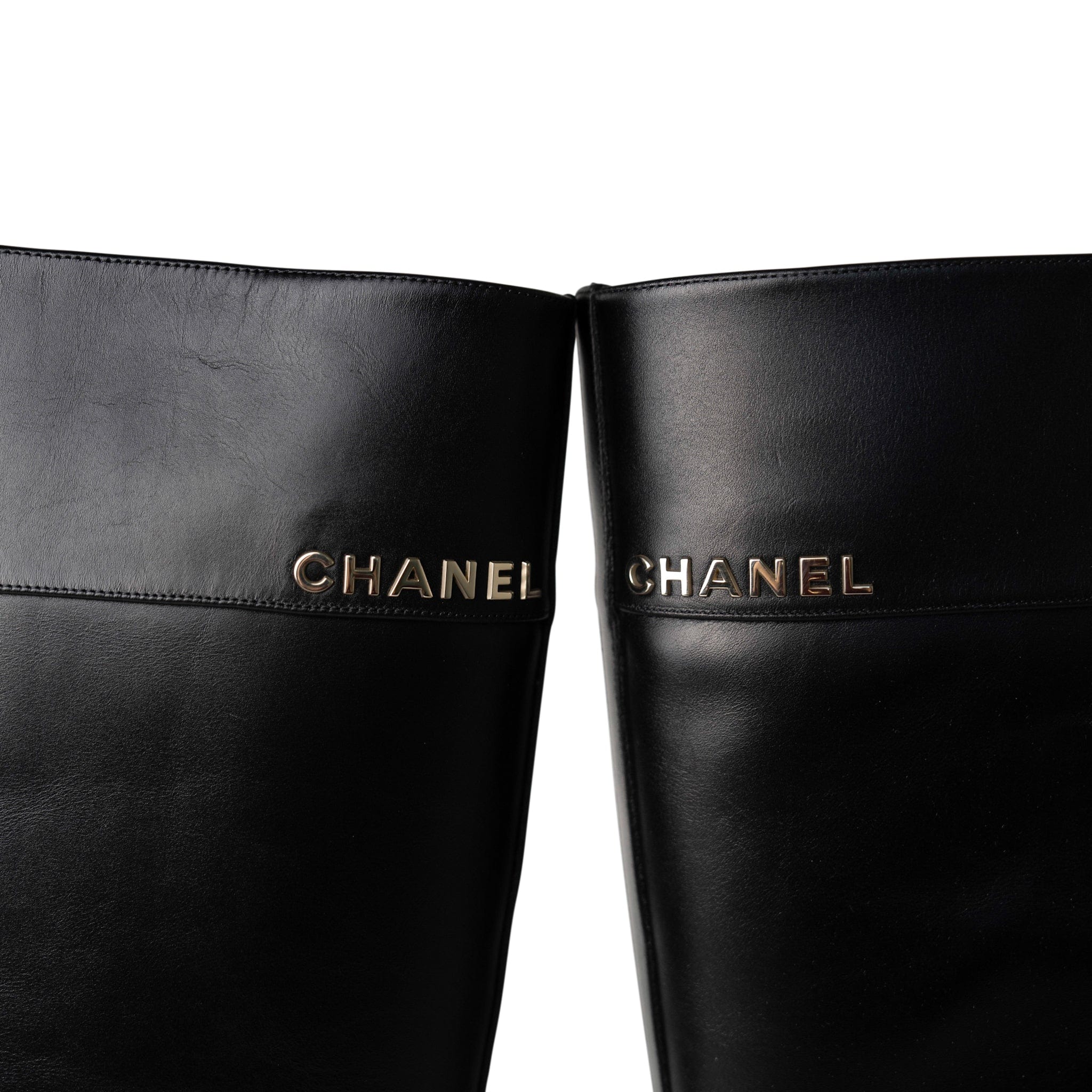 CHANEL Boots Black 23K Black Calfskin High Boots (40.5 EU / 10 US) -Knockoff
