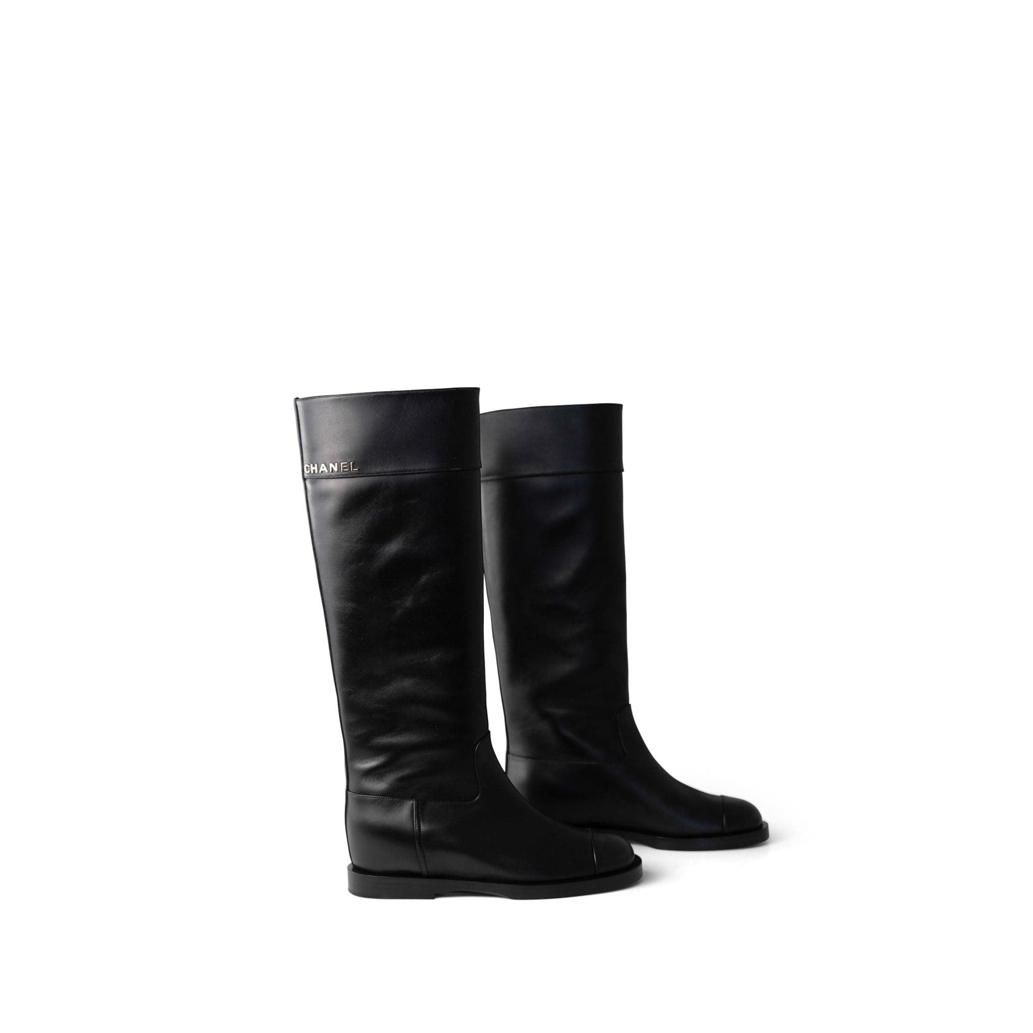 CHANEL Boots Black 23K Black Calfskin High Boots (40.5 EU / 10 US) -Knockoff
