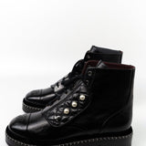 CHANEL Boots Chanel Crinkled Calfskin Pearl Combat Short Boots 40 Black -Knockoff
