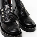 CHANEL Boots Chanel Crinkled Calfskin Pearl Combat Short Boots 40 Black -Knockoff
