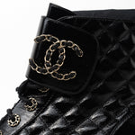 CHANEL Boots Shinny Calfskin Quilted Lace up Combat Boots -Knockoff
