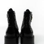 CHANEL Boots Shinny Calfskin Quilted Lace up Combat Boots -Knockoff
