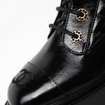 CHANEL Boots Shinny Calfskin Quilted Lace up Combat Boots -Knockoff
