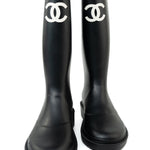 CHANEL Boots Size 36.5 22A Black Caoutchouk CC High Boots -Knockoff
