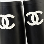 CHANEL Boots Size 36.5 22A Black Caoutchouk CC High Boots -Knockoff
