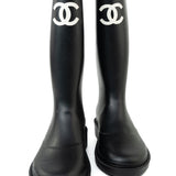 CHANEL Boots Size 36.5 22A Black Caoutchouk CC High Boots -Knockoff
