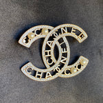 CHANEL Brooch Gold Chanel CC Brooch Pearly and Crystal -Knockoff
