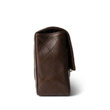 CHANEL Brown Brown Lambskin Quilted Single Flap Gold Hardware -Knockoff
