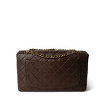 CHANEL Brown Brown Lambskin Quilted Single Flap Gold Hardware -Knockoff
