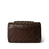 CHANEL Brown Small Brown Lambskin Quilted Classic Flap Gold Hardware -Knockoff
