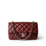 CHANEL Burgundy Burgundy Lambskin Quilted Mini Rectangular Flap Light Gold Hardware -Knockoff
