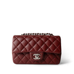 CHANEL Burgundy Burgundy Lambskin Quilted Mini Rectangular Flap Light Gold Hardware -Knockoff
