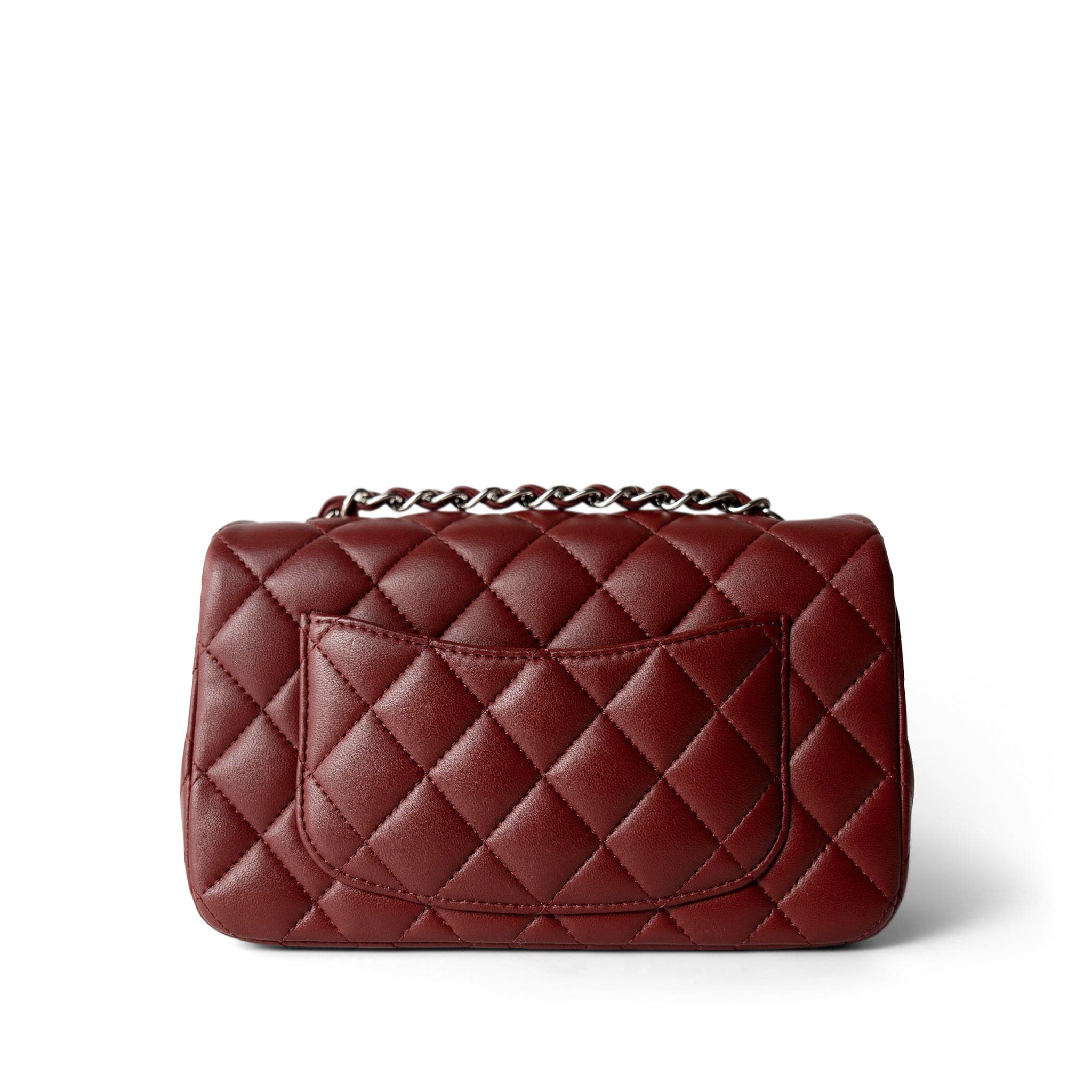 CHANEL Burgundy Burgundy Lambskin Quilted Mini Rectangular Flap Light Gold Hardware -Knockoff
