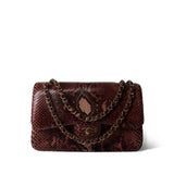 CHANEL Burgundy Burgundy Python Jumbo Classic Flap -Knockoff
