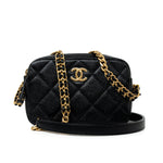 CHANEL Camera Case Black 22P Black Caviar Quilted Melody Chain Camera Bag Aged Gold Hardware -Knockoff
