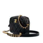 CHANEL Camera Case Black 22P Black Caviar Quilted Melody Chain Camera Bag Aged Gold Hardware -Knockoff
