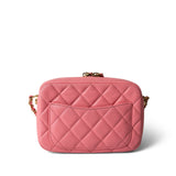 CHANEL Camera Case PINK 22S Pink Lambskin Quilted Camera Case Aged Gold Hardware -Knockoff
