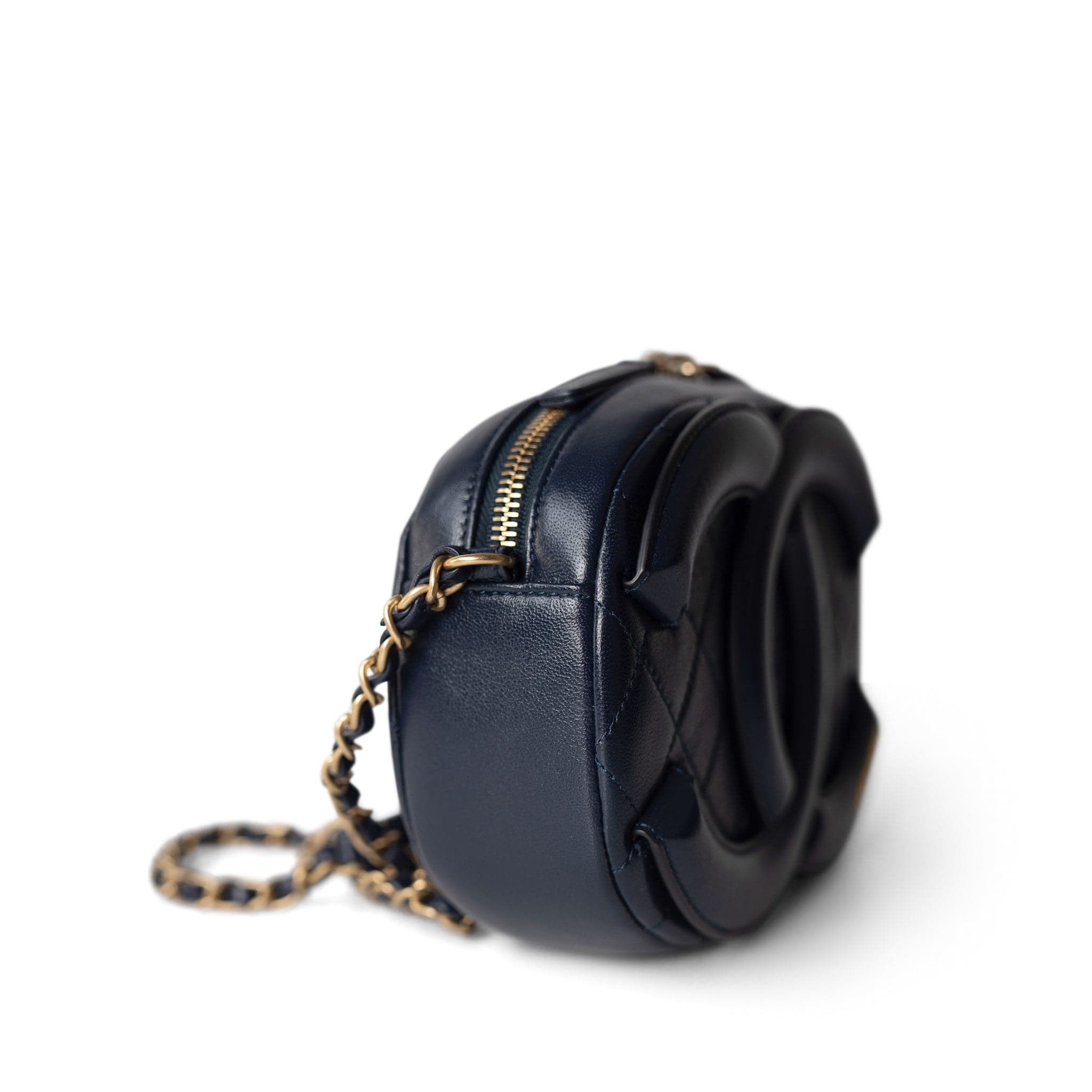 CHANEL Camera Case Seasonal 20S Coco Midnight Lambskin Quilted Camera Case Antique Gold Hardware -Knockoff
